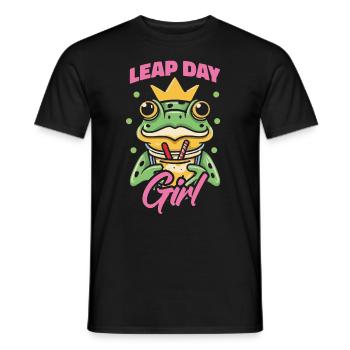 Fille du jour bissextile 29 février anniversaire grenouille bulle - T-shirt homme - noir - Devant - AI Model Male 178 light (178cm)