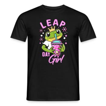 Fille du jour bissextile 29 février anniversaire grenouille bulle - T-shirt homme - noir - Devant - AI Model Male 178 light (178cm)