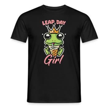 Fille du jour bissextile 29 février anniversaire grenouille bulle - T-shirt homme - noir - Devant - AI Model Male 178 light (178cm)