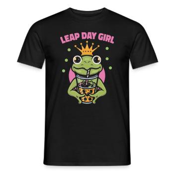 Fille du jour bissextile 29 février anniversaire grenouille bulle - T-shirt homme - noir - Devant - AI Model Male 178 light (178cm)