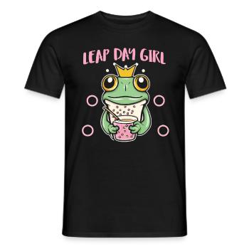 Fille du jour bissextile 29 février anniversaire grenouille bulle - T-shirt homme - noir - Devant - AI Model Male 178 light (178cm)