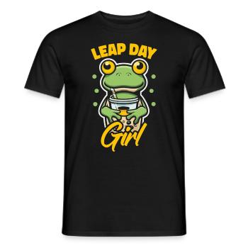 Fille du jour bissextile 29 février anniversaire grenouille bulle - T-shirt homme - noir - Devant - AI Model Male 178 light (178cm)