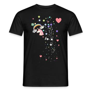 Sterne, Herzen,einhorn, regenbogen - Männer T-Shirt - Schwarz - Vorne - AI Model Male 178 light (178cm)
