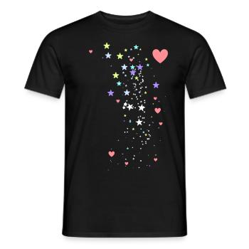 Sterne, Herzen, Pastellfarben, illustration - Männer T-Shirt - Schwarz - Vorne - AI Model Male 178 light (178cm)