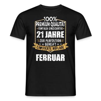 21e anniversaire février Vintage 2003 idée cadeau - T-shirt homme - noir - Devant - AI Model Male 178 light (178cm)