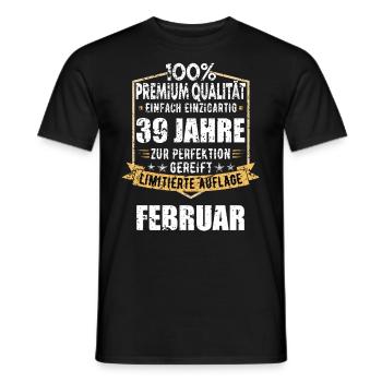 39. Geburtstag FEBRUAR Jahrgang 1985 Geschenkidee - Männer T-Shirt - Schwarz - Vorne - AI Model Male 178 light (178cm)