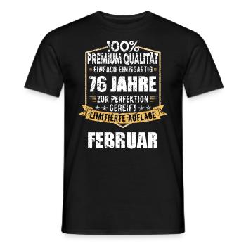 76e anniversaire février Vintage 1948 idée cadeau - T-shirt homme - noir - Devant - AI Model Male 178 light (178cm)