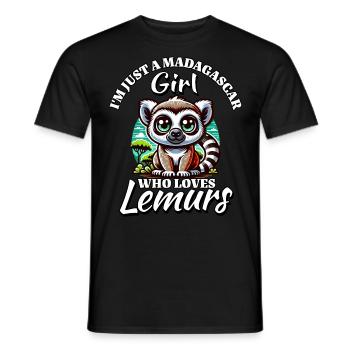 Girl Loves Lemurs - Men's T-Shirt - black - Front - AI Model Male 178 light (178cm)