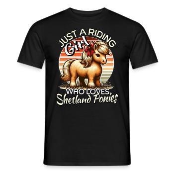 Shetland Pony Mädchen - Männer T-Shirt - Schwarz - Vorne - AI Model Male 178 light (178cm)