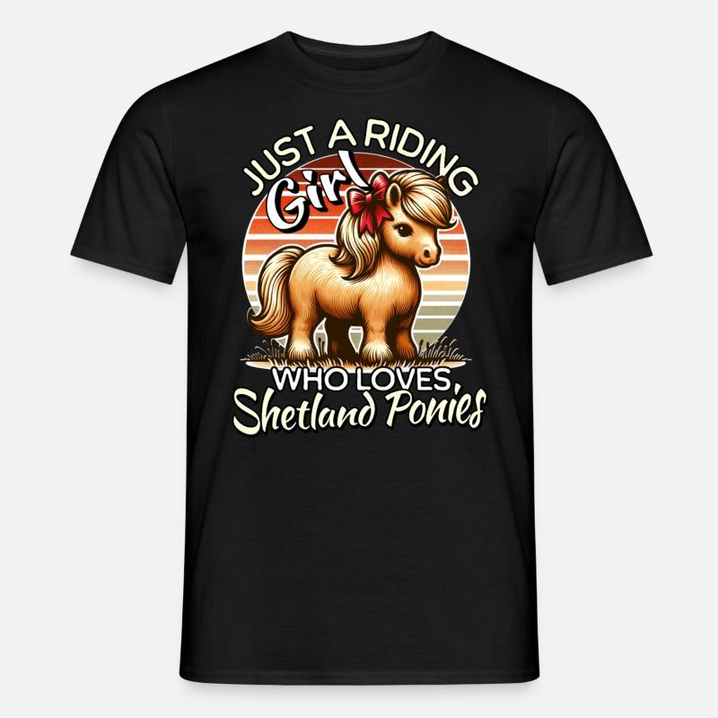 Shetland Pony Mädchen - Männer T-Shirt - Schwarz