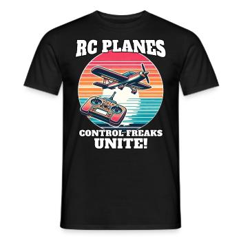 Model Airplane Model Airplane - Men's T-Shirt - black - Front - AI Model Male 178 light (178cm)