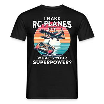 RC Airplane - Men's T-Shirt - black - Front - AI Model Male 178 light (178cm)