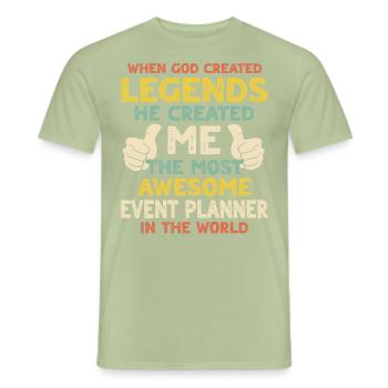 Organisateur d’événements - T-shirt homme - vert sauge - Devant - AI Model Male 178 light (178cm)