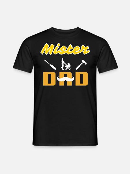 Mister Dad White Mustache - Men's T-Shirt - black
