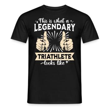 Triathlète légendaire - T-shirt homme - noir - Devant - AI Model Male 178 light (178cm)