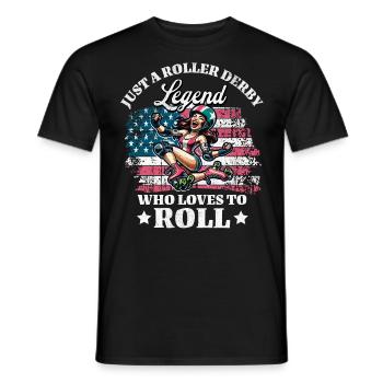 US Roller Derby Spieler - Männer T-Shirt - Schwarz - Vorne - AI Model Male 178 light (178cm)