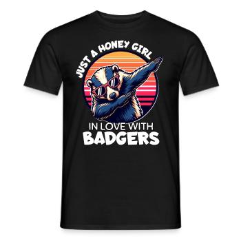 Mädchen Liebt Honigdachs - Männer T-Shirt - Schwarz - Vorne - AI Model Male 178 light (178cm)