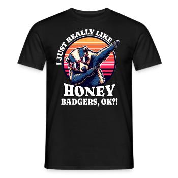 I Love Honey Badger's Saying - Men's T-Shirt - black - Front - AI Model Male 178 light (178cm)