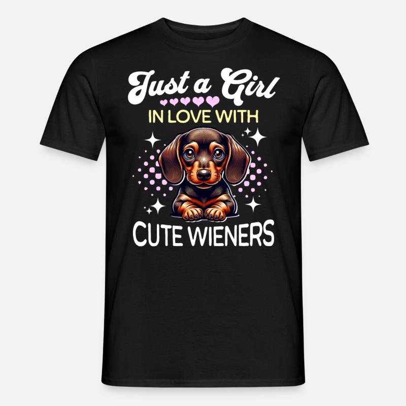 Dackel Mädchen - Männer T-Shirt - Schwarz