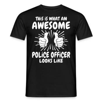Policier - T-shirt homme - noir - Devant - AI Model Male 178 light (178cm)