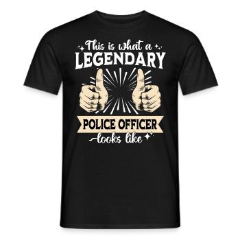 Policier légendaire - T-shirt homme - noir - Devant - AI Model Male 178 light (178cm)