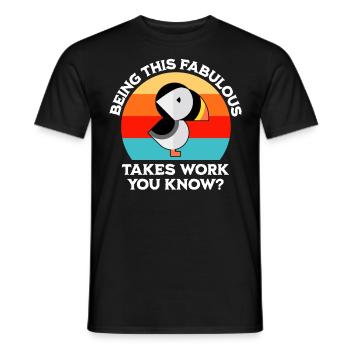 puffin saying - Men's T-Shirt - black - Front - AI Model Male 178 light (178cm)
