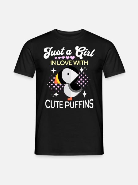 Fille macareux - T-shirt homme - noir