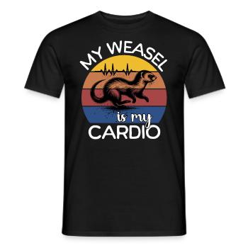 Weasel ECG Weasel Heart Line - Men's T-Shirt - black - Front - AI Model Male 178 light (178cm)