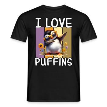 I love puffins - Men's T-Shirt - black - Front - AI Model Male 178 light (178cm)