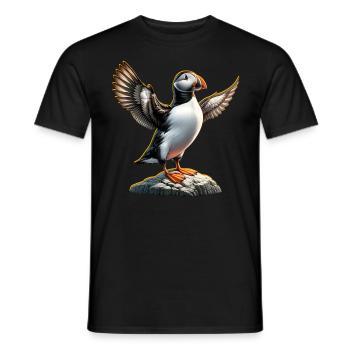 Puffins, puffins - Men's T-Shirt - black - Front - AI Model Male 178 light (178cm)