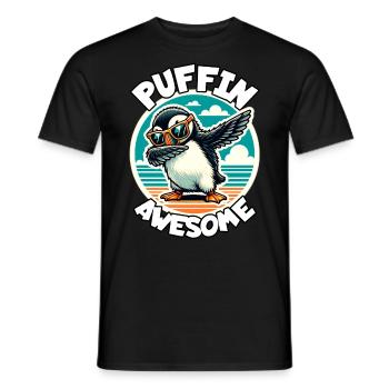 puffin saying - Men's T-Shirt - black - Front - AI Model Male 178 light (178cm)