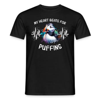 ECG Puffin Heart Line - Men's T-Shirt - black - Front - AI Model Male 178 light (178cm)