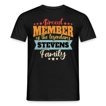 Name Stevens - Männer T-Shirt - Schwarz - Vorne - AI Model Male 178 light (178cm)