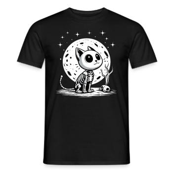 Happy Halloween Katze Vollmond Skelett Lustig - Männer T-Shirt - Schwarz - Vorne - AI Model Male 178 light (178cm)
