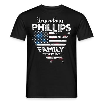 Famille Phillips États-Unis - T-shirt homme - noir - Devant - AI Model Male 178 light (178cm)