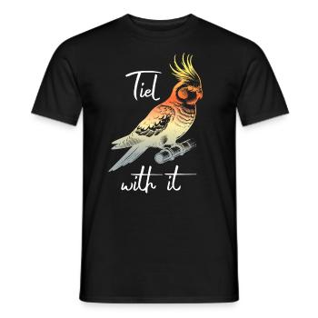 Funny cockatiel sayings - Men's T-Shirt - black - Front - AI Model Male 178 light (178cm)