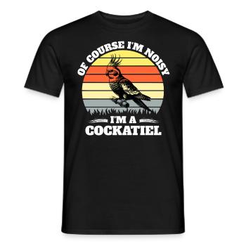 Funny cockatiel sayings - Men's T-Shirt - black - Front - AI Model Male 178 light (178cm)