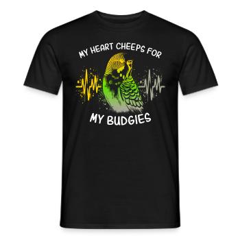 EKG Wellensittich Herzlinie - Männer T-Shirt - Schwarz - Vorne - AI Model Male 178 light (178cm)