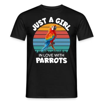 Girl Loves Parrot - Men's T-Shirt - black - Front - AI Model Male 178 light (178cm)