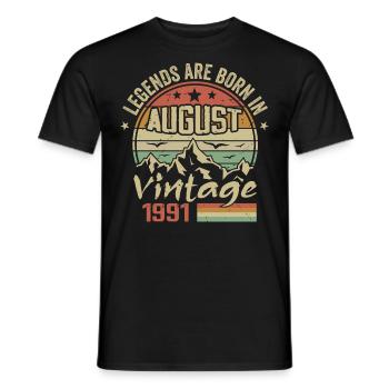 Août 1991 Anniversaire 1991 - Légendes Août 1991 - T-shirt homme - noir - Devant - AI Model Male 178 light (178cm)