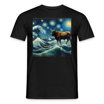 Manatee Starry Night Dugong - Men's T-Shirt - black - Front - AI Model Male 178 light (178cm)