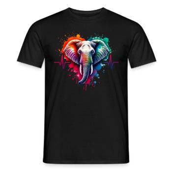 Cardio Sumatra Elefant EKG - Männer T-Shirt - Schwarz - Vorne - AI Model Male 178 light (178cm)