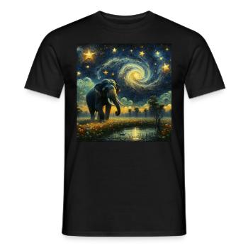 Sumatran Elephant Starry Night - Men's T-Shirt - black - Front - AI Model Male 178 light (178cm)
