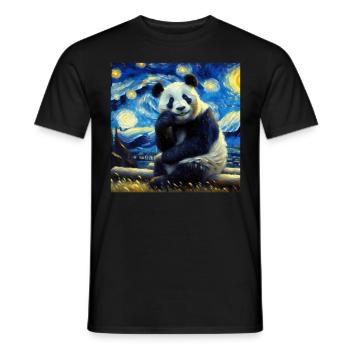 Panda Bear Starry Night Panda - Men's T-Shirt - black - Front - AI Model Male 178 light (178cm)