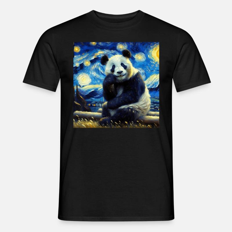 Pandabär Starry Night Panda - Männer T-Shirt - Schwarz