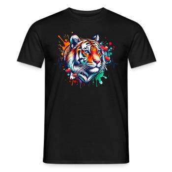 Cardio Sumatra Tiger EKG - Männer T-Shirt - Schwarz - Vorne - AI Model Male 178 light (178cm)