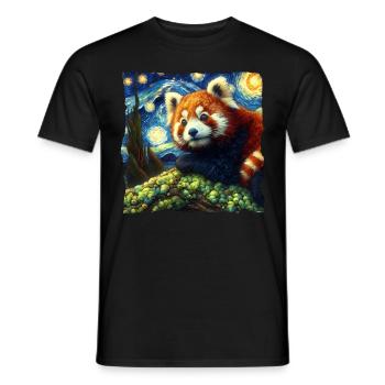 Red Panda Starry Night - Men's T-Shirt - black - Front - AI Model Male 178 light (178cm)