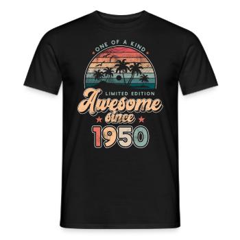 Birthday 1950's Palm Trees - Men's T-Shirt - black - Front - AI Model Male 178 light (178cm)