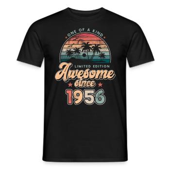 Anniversaire 1956 Palmiers - T-shirt homme - noir - Devant - AI Model Male 178 light (178cm)