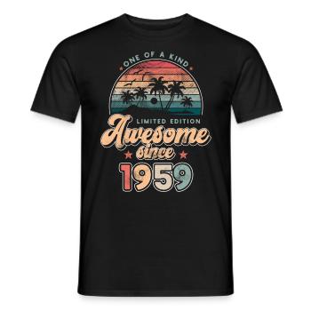 Birthday 1959 Palms - Men's T-Shirt - black - Front - AI Model Male 178 light (178cm)